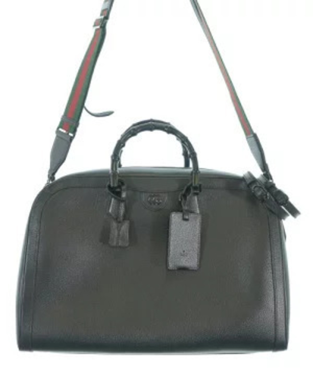 Gucci black leather Diana Duffle Bag bamboo web